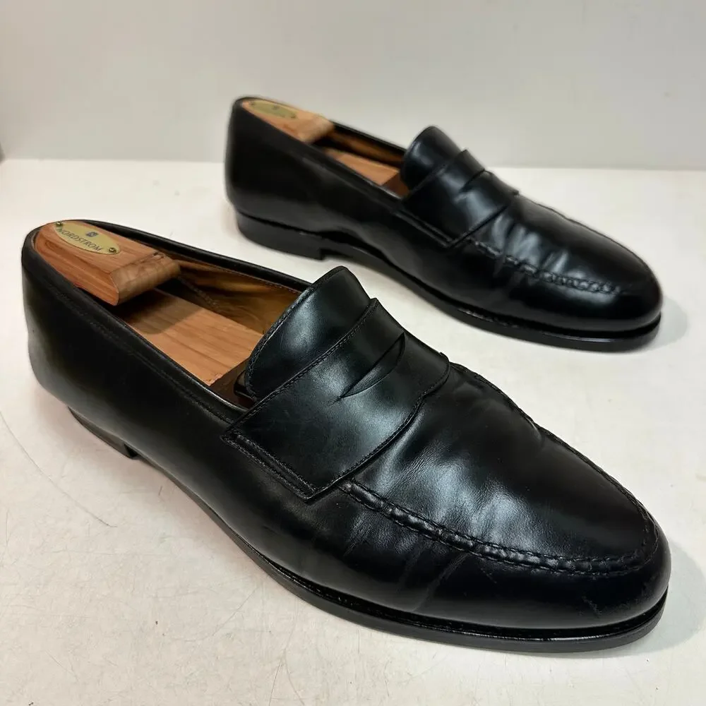 FULLY RESOLED Crockett & Jones Boston Black Calf Penny Loafer UK 12 G US 13 EE